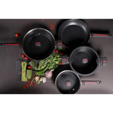 Magistro flame pan, d = 28 cm, h = 7.5 cm, with a glass lid, a Soft-Touch handle, anti-stick coating, induction-7