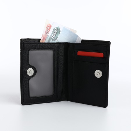 Women's wallet on a magnet, black color-5