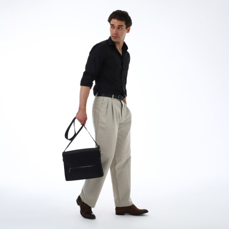Male Business Bag, Textura, 3 external pockets, black color-8