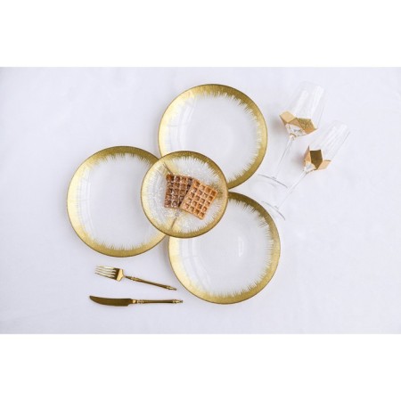 Black dining “burlesk” glass plate, d = 27 cm, gold color-4