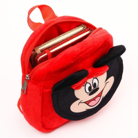 Blue backpack, with a zipper, with a pocket, 19x22 cm, Minnie Mouse-3
