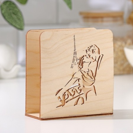 Wooden napkin "Romance", 12 × 12 × 5.5 cm-1