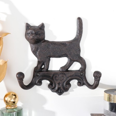 Decorative metal hooks "Home cat" 16x4x16 cm