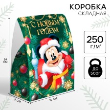 Folding box “Happy New Year! Mickey Mouse and his friends ”, New Year, size 16 × 20.6 × 9 cm.