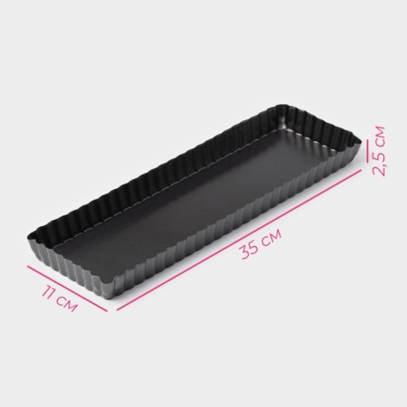 Baking form "Jacqueline. Rifle rectangle ”, 35 × 11 × 2.5 cm, removable bottom, anti -stick coating, black color-3