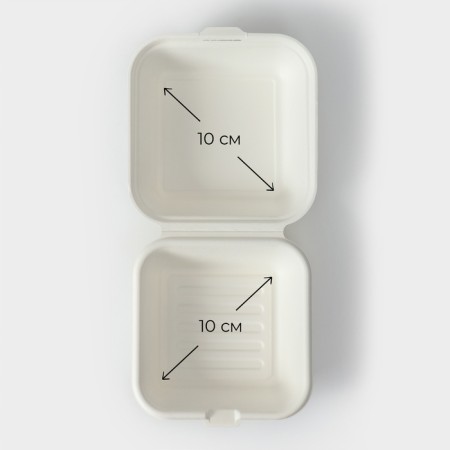 Lunch - boxing, box for bento -trap and burger, 15.2 × 15.2 × 8 cm, sugarcane, 50 pcs/units-4