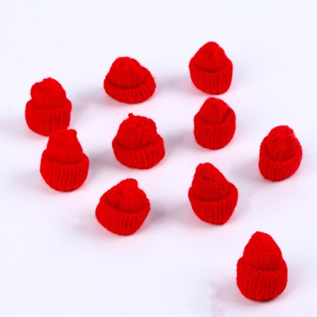 Knitted hat knitted, set 10 pcs., Red color