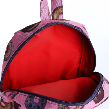 Baby backpack with zipper, external pocket, reflective strip, pink color-3