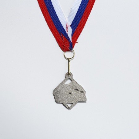 Prize medal 191, D = 4 cm. 2 place. Color: Silver. With a ribbon-4
