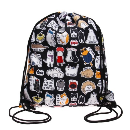 A bag for shoes 440 x 365 mm, Erich Krause, 300D density, with a reflective strip, Funny Kittens-1