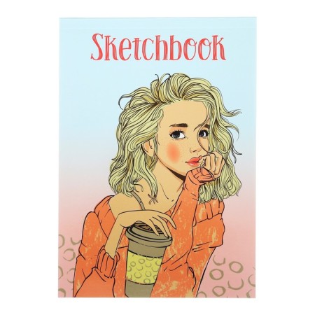 Sketchbook A5 48 sheets "Girl with coffee", KBS, Cardboard cover, OFSET BOCT 70 g/m2