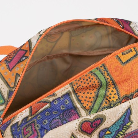 Sports bag with lightning, without lining, external pocket, orange/beige color-2