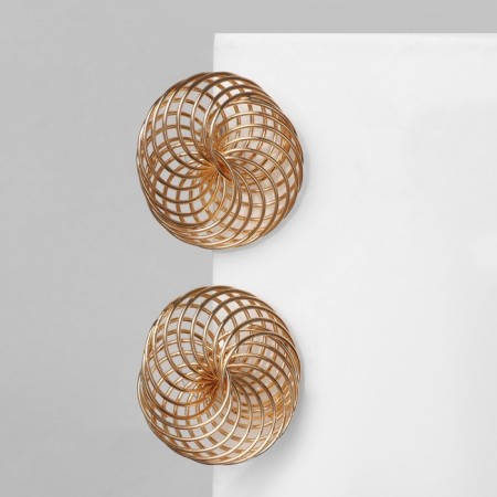 Earrings Metal "Bohemia" Webace Weave, Color Gold-1