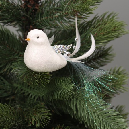 Jewelry decoration "Little Bird" (set of 3 pcs) 5x11.5 cm, white-2