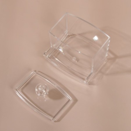 Organizer for storing cotton sticks, with a lid, 9 × 7 × 10 cm, in a cardboard box, the color is transparent-4