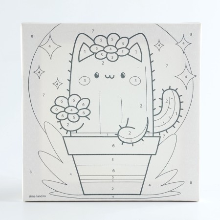 Picture on the numbers "Funny cactus" 17x17 cm-2