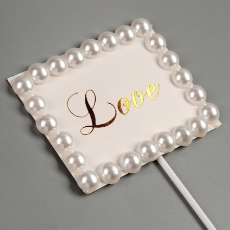 Topper "Love", rectangle with beads-2