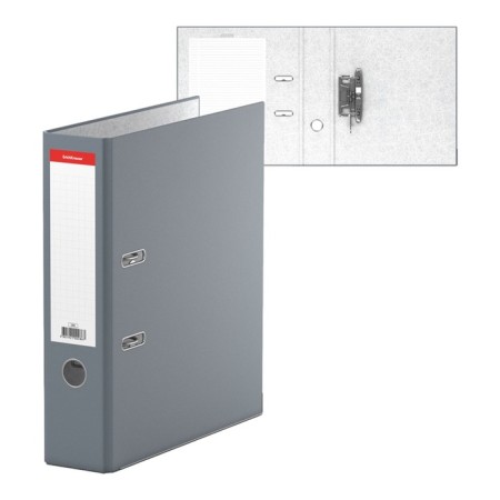 Erichkrause, Standard, A4, 70 mm, boumvinyl, with label on the spine, lower metal knant, gray