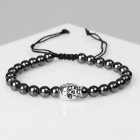 Bracelet unisex "hematite" skull, black color with silver, d = 6 cm