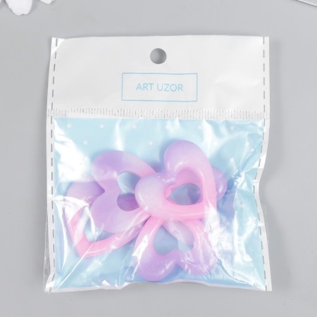 Decor for creativity plastic "Heart gradient" lilac-pink 2.7x2.9 cm-3