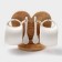 Tea ceramic tea on a wooden stand “Estet”, 6 objects: 2 cups 200 ml, 2 stands 9.5 cm, 2 spoons, white color