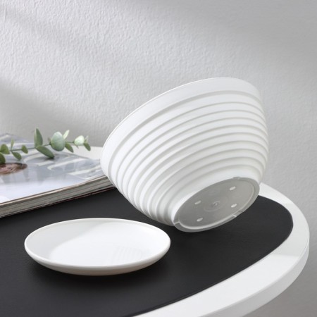 Pot for flowers with a subdone "Alice", 1 l, d = 17 cm, h = 10 cm, white color-2
