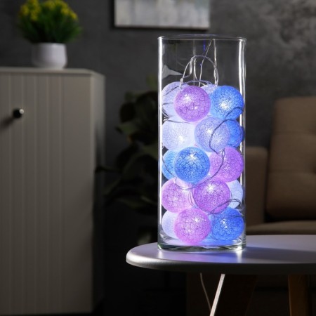 Garland “thread” 5 m with nozzles “pink-blue”, ip20, transparent thread, 20 LED, white glow, 220 V-1