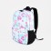 A backpack with a zipper, 3 outer pockets, blue/lilac color