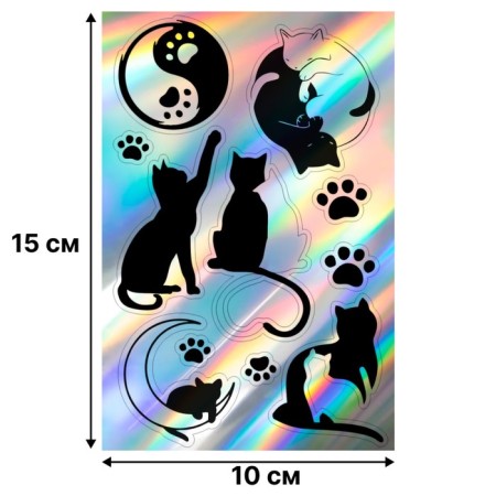 Holographic stickers (stickers) "cats" 10x15 cm, 5-200-3