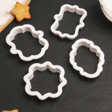 Set of recesses of confectionery shares “frames”, 4 pcs: 9 × 7.5 / 8.7 × 6.6 / 8 × 9 / 8.5 × 6.5 cm, white color