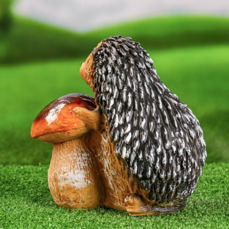 Garden figure "Hedgehog with white mushroom" 20x20x13cm-2