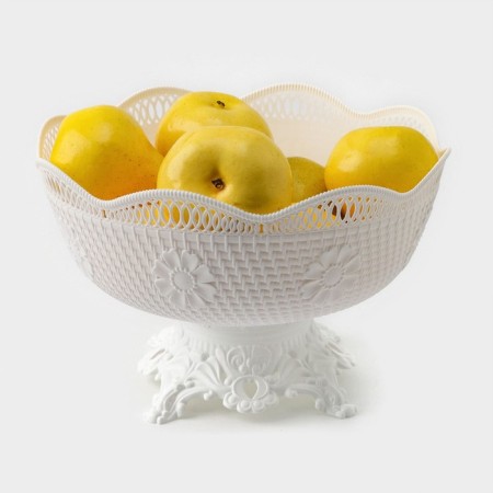 Vase for bread and fruits on the leg, 26 × 17 cm, white color-2