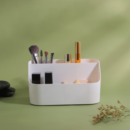 Bamboo organizer for storage, 5 sections, mobile sections, 18.5 × 11.5 × 10.6 cm, white color-4