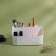 Bamboo organizer for storage, 5 sections, mobile sections, 18.5 × 11.5 × 10.6 cm, white color