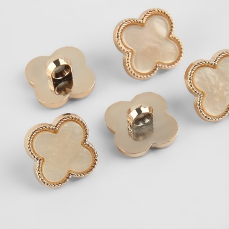 A set of buttons on the leg, 18 × 18 mm, 5 pcs, pearly/gold color-1