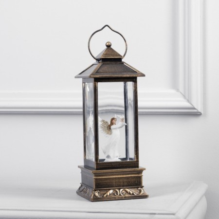 LED figure "Lantern with an angel" 10 × 27 × 10 cm, plastic, AAX3 batteries (not complete), USB, glow warm white-1