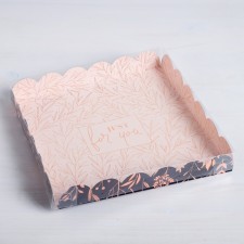 Коробка для печенья, кондитерская упаковка с PVC крышкой, Just for you, 21 х 21 х 3 см