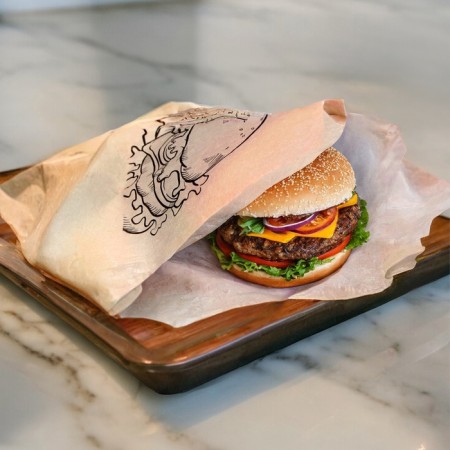 Paper corner with a drawing "Burger" Kraft, 17 x 14 cm