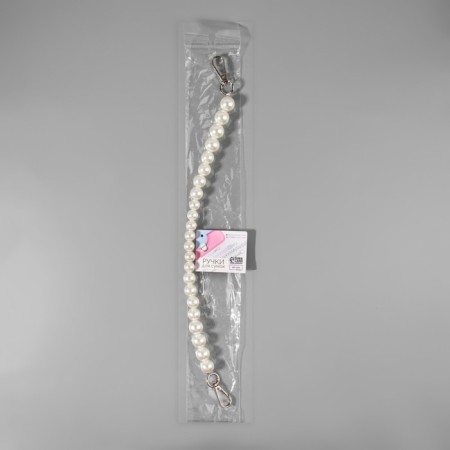Handle for a bag, pearl beads, d = 12/14/16 mm, 39 cm, white/silver color-6