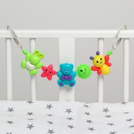 Stretching to a stroller/crib "Funny animals", 3 toys, crumb I-2