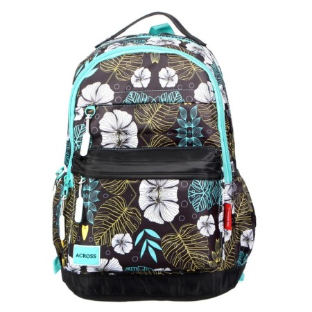 Youth backpack 43 x 29 x 18 cm, ergonomic back, Across 155, gray/turquoise 155-3-2