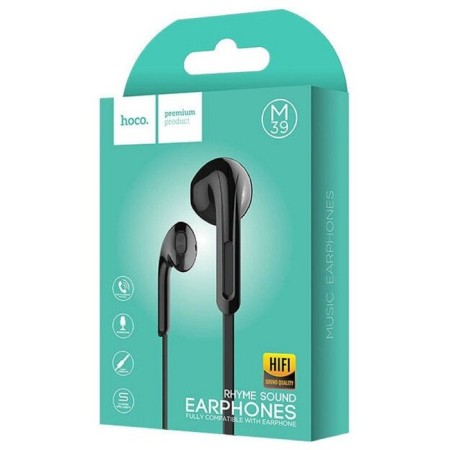 Hoco M39 headphones, wired, inserts, microphone, jack 3.5, 1.2 m, black-5