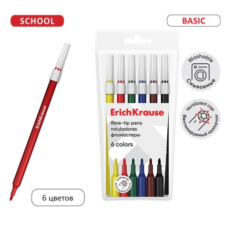 Flomasters 6 colors Erichkrause "Light", in a case with a Euro suspension
