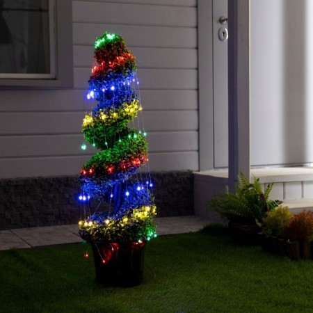 Girlynda "Horse tail" 10 threads of 2 m, silver thread, 200 LED, glow of multi, 2 modes, solar battery-1