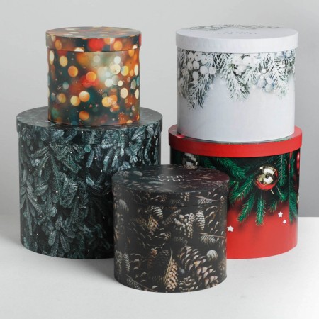 A set of gift boxes 5 in 1 "New Year's photo", 13 x 14–19.5 x 22 cm, New Year