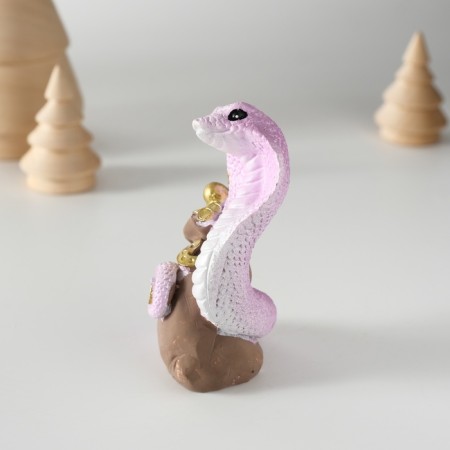 Polystone souvenir "Lilac cobra with a bag of coins" 4x4x8 cm-2