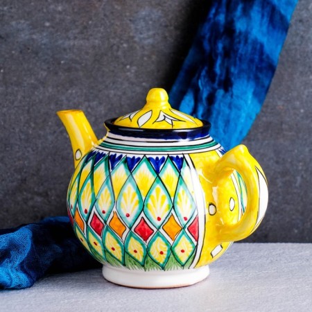 Rishtan ceramics "Patterns", 1000 ml, yellow-4