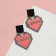 Acrylic Earrings One Love, black pink color in silver