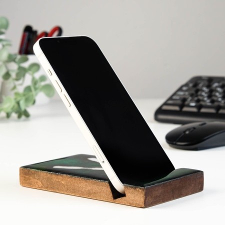 Top for phone "V", 13x8x1.5 cm, wood, epoxy resin, handmade-1