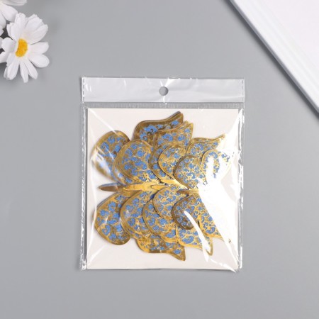 Stick paper, plastic "Flower butterflies Blue" sparkles set 12 pcs 12 cm, 10 cm 8 cm-2